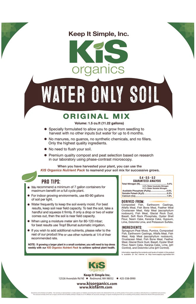 KiS Water Only Soil, 1.5 cf